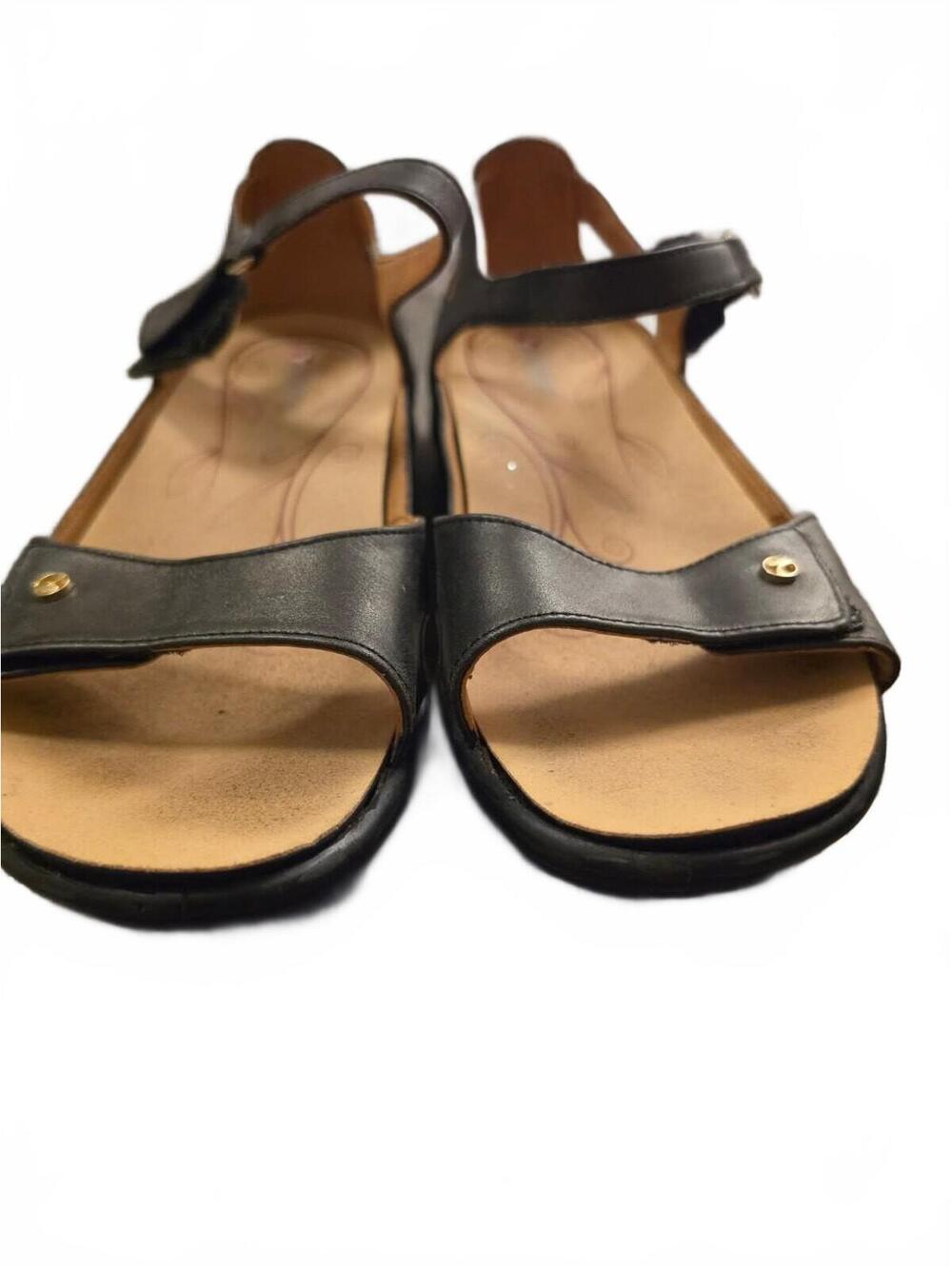 Revere Women's Black Leather Comfortable Slingback Sandals